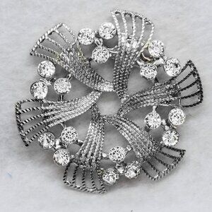Silver Tone and Rhinestone Brooch